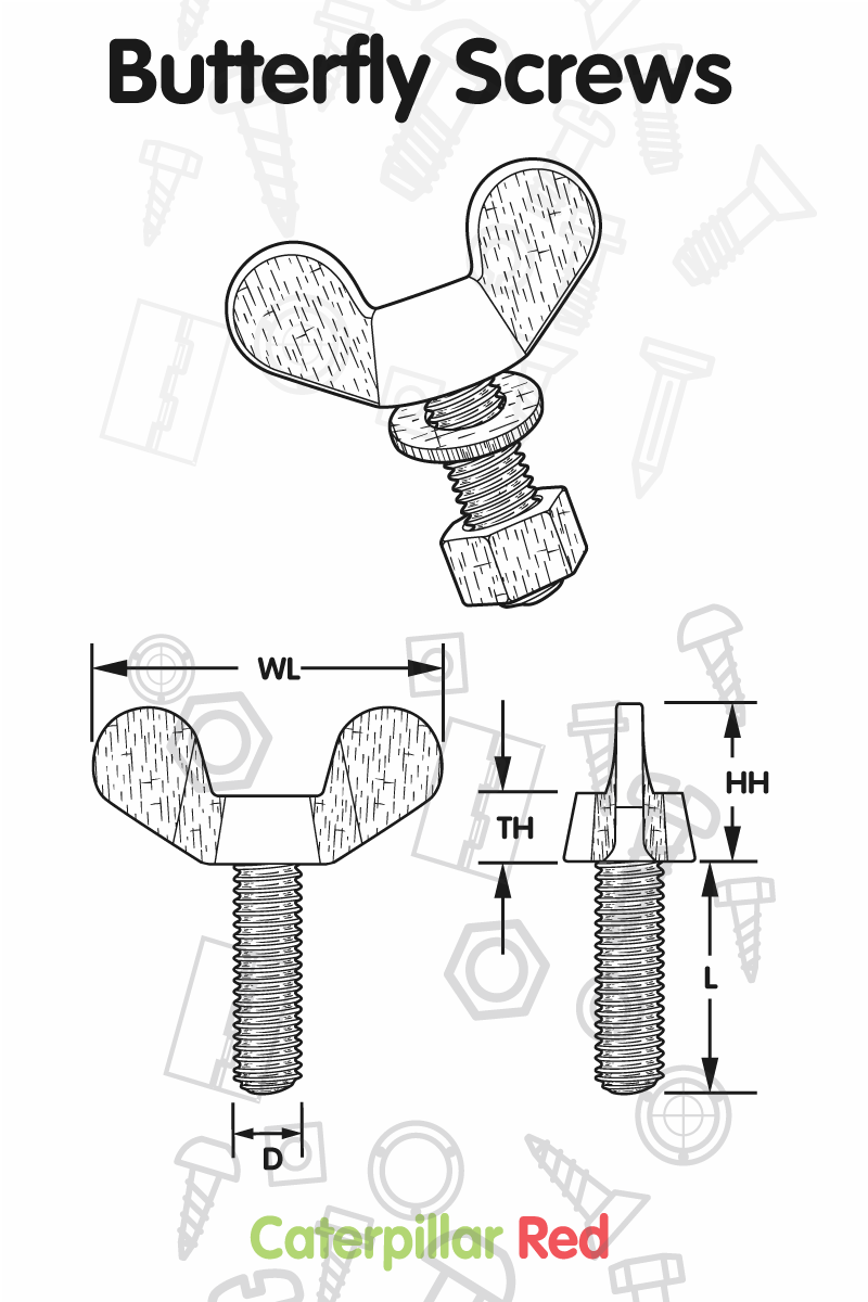 thumbnail image 2 of YGTGZ M6 X 1-Pitch Wing Bolt, 10mm Length Carbon Steel Butterfly Screw Wing Bolt Machine Fastener (10Pcs 2 of 9
